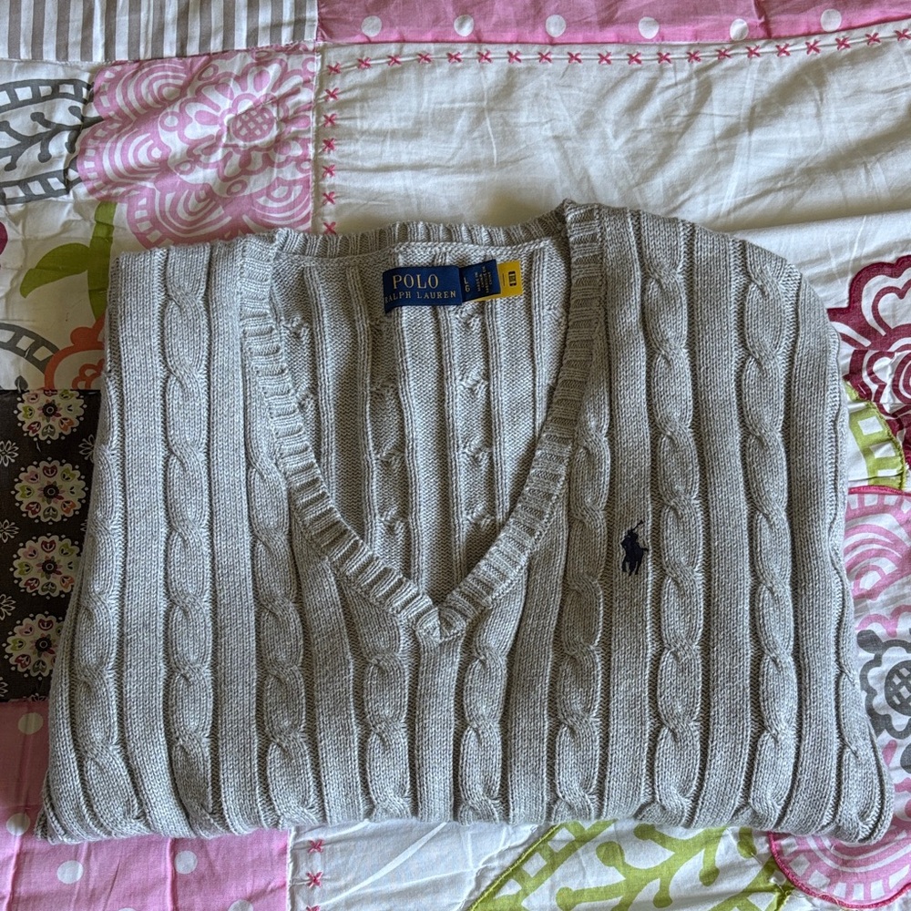 Cable-Knit Cotton V-Neck Sweater